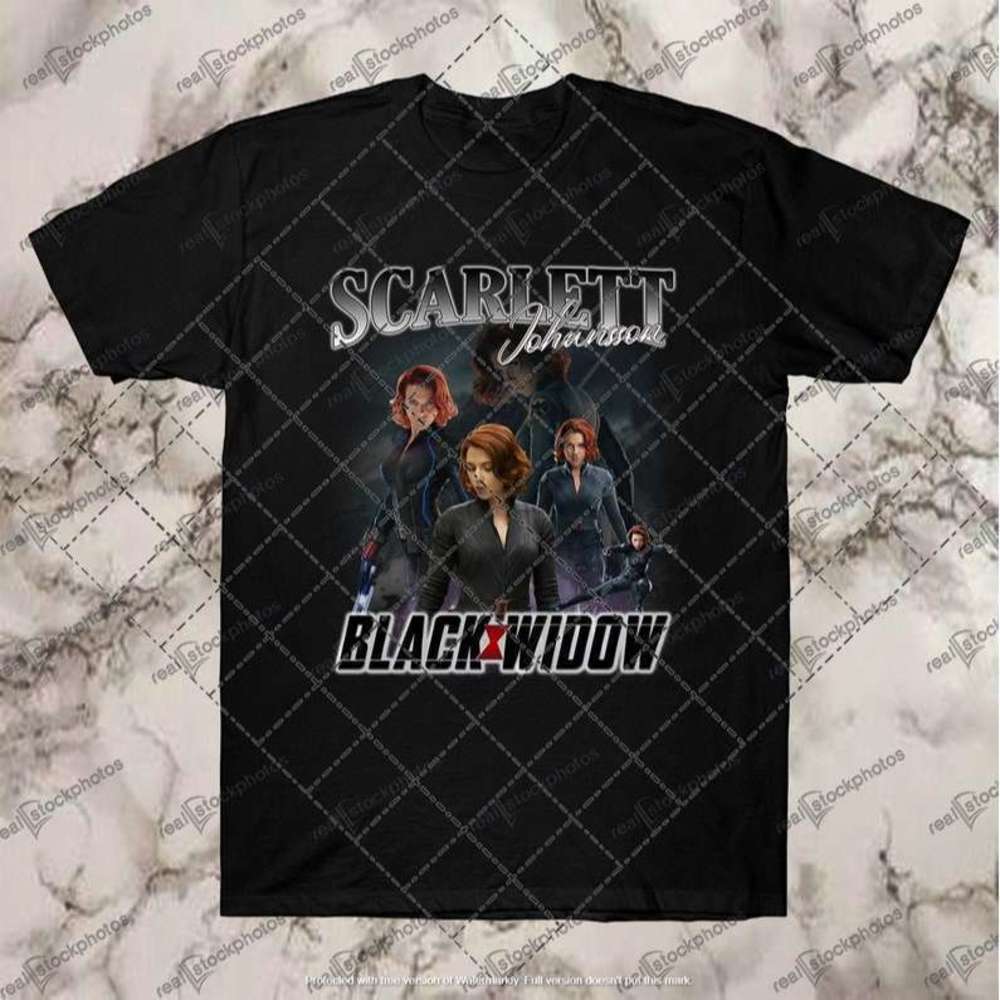 Scarlett Johansson Black Widow Black T Shirt - Picture 1 of 4